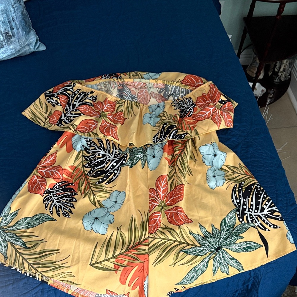 Tropical tube top style Romper